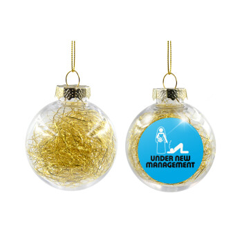 Under new Management, Transparent Christmas tree ball ornament with gold filling 8cm