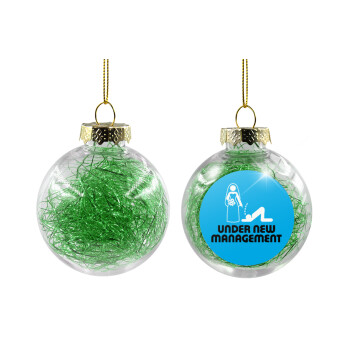 Under new Management, Transparent Christmas tree ball ornament with green filling 8cm