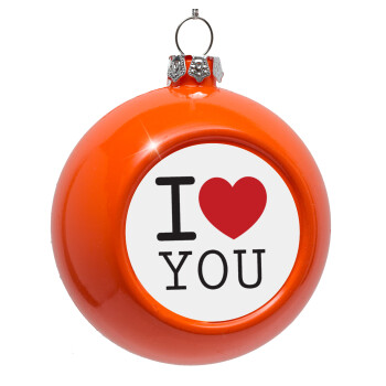 I Love you classic, Orange Christmas tree ornament bauble 8cm