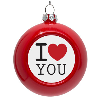 I Love you classic, Red Christmas tree ornament bauble 8cm