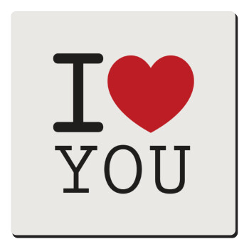 I Love you classic, Τετράγωνο μαγνητάκι ξύλινο 6x6cm