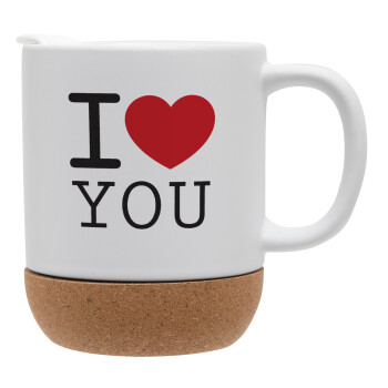 I Love you classic, Ceramic coffee mug Cork (MAT), 330ml (1pcs)