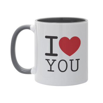 I Love you classic, Mug colored grey, ceramic, 330ml