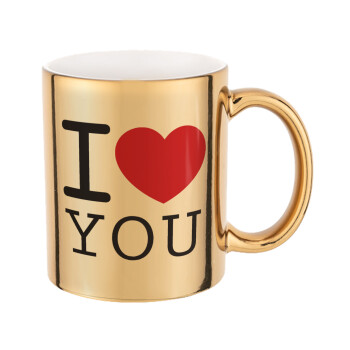 I Love you classic, Mug ceramic, gold mirror, 330ml