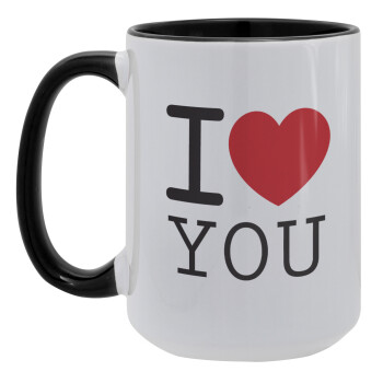 I Love you classic, Κούπα Mega 15oz, κεραμική Μαύρη, 450ml