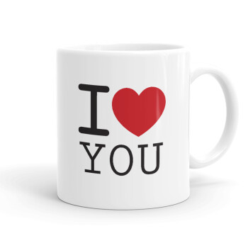 I Love you classic, Ceramic coffee mug, 330ml (1pcs)