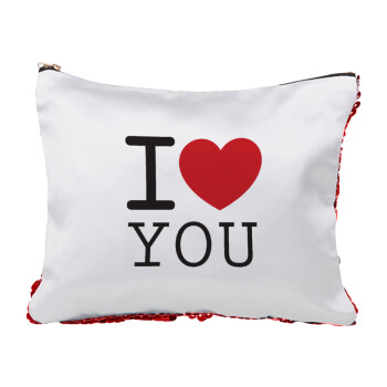 I Love you classic, Red sequin cosmetic bag