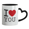 Mug heart black handle, ceramic, 330ml