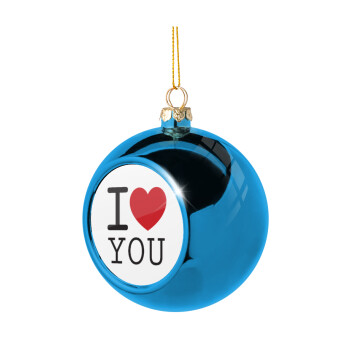 I Love you classic, Blue Christmas tree ball ornament 8cm