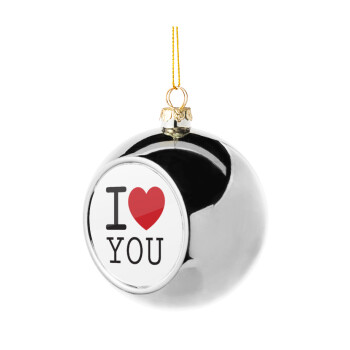 I Love you classic, Χριστουγεννιάτικη μπάλα δένδρου Ασημένια 8cm