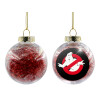 Transparent Christmas tree ball ornament with red filling 8cm