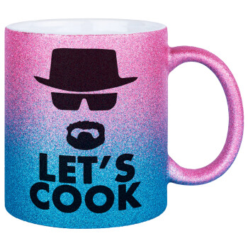 Let's cook, Κούπα Χρυσή/Μπλε Glitter, κεραμική, 330ml