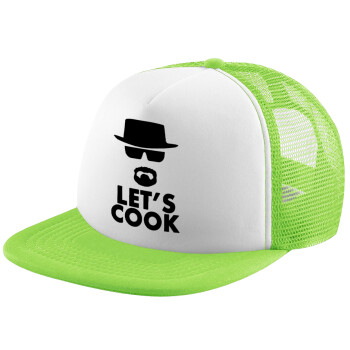 Let's cook, Καπέλο παιδικό Soft Trucker με Δίχτυ ΠΡΑΣΙΝΟ/ΛΕΥΚΟ (POLYESTER, ΠΑΙΔΙΚΟ, ONE SIZE)