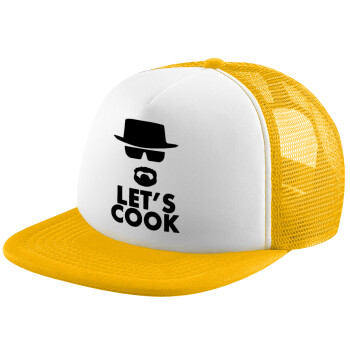 Let's cook, Καπέλο Ενηλίκων Soft Trucker με Δίχτυ Κίτρινο/White (POLYESTER, ΕΝΗΛΙΚΩΝ, UNISEX, ONE SIZE)