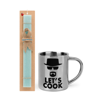 Let's cook, Easter Set, metallic thermal cup (300ml) & aromatic flat Easter candle (30cm) (TURQUOISE)