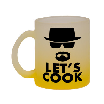 Let's cook, Κούπα γυάλινη δίχρωμη με βάση το κίτρινο ματ, 330ml