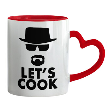 Let's cook, Mug heart red handle, ceramic, 330ml