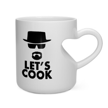 Let's cook, Κούπα καρδιά λευκή, κεραμική, 330ml