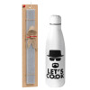 Easter Set, metallic stainless thermos bottle (500ml) & scented flat Easter candle (30cm) (GRAY)