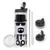 Travel Tumbler θερμό με διπλό καπάκι, μεταλλικό καλαμάκι και βούρτσα καθαρισμού (Ανωξείδωτο 304 Food grade, BPA free, 600ml)