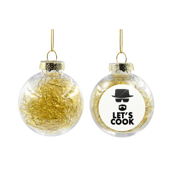 Let's cook, Transparent Christmas tree ball ornament with gold filling 8cm