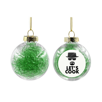 Let's cook, Transparent Christmas tree ball ornament with green filling 8cm