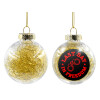 Transparent Christmas tree ball ornament with gold filling 8cm