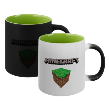Minecraft dirt, Κούπα Μαγική εσωτερικό πράσινο, κεραμική 330ml που αλλάζει χρώμα με το ζεστό ρόφημα (1 τεμάχιο)