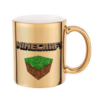 Minecraft dirt, Mug ceramic, gold mirror, 330ml