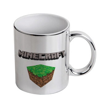 Minecraft dirt, Mug ceramic, silver mirror, 330ml