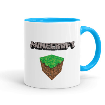Minecraft dirt, Mug colored light blue, ceramic, 330ml