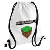 Backpack pouch GYMBAG white, with pocket (40x48cm) & thick cords