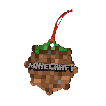 Minecraft dirt, Christmas ornament snowflake wooden 7.5cm