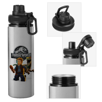 Jurassic world, Metallic water bottle with safety cap, 850ml aluminum