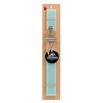 Jurassic world, Easter Set, wooden keychain & aromatic flat Easter candle (30cm) (TURQUOISE)