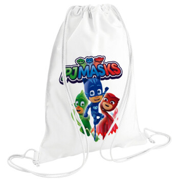 PJ masks, Backpack pouch GYMBAG white (28x40cm)