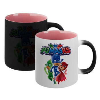 PJ masks, Κούπα Μαγική εσωτερικό ΡΟΖ, κεραμική 330ml που αλλάζει χρώμα με το ζεστό ρόφημα