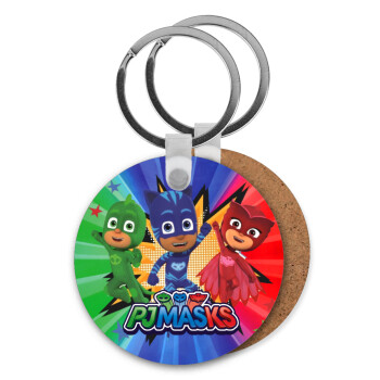 PJ masks, Μπρελόκ Ξύλινο στρογγυλό MDF Φ5cm