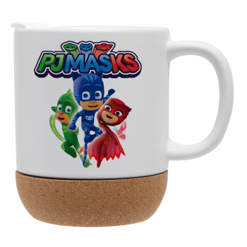 PJ masks, Κούπα, κεραμική με βάση φελού και καπάκι (ΜΑΤ), 330ml (1 τεμάχιο)