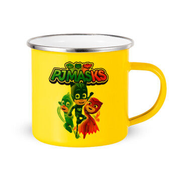 PJ masks, Yellow Enamel Metallic Cup 360ml