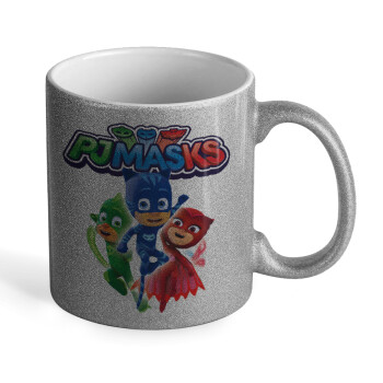 PJ masks, Κούπα Ασημένια Glitter που γυαλίζει, κεραμική, 330ml