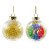 Transparent Christmas tree ball ornament with gold filling 8cm