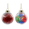 Transparent Christmas tree ball ornament with red filling 8cm