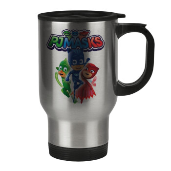 PJ masks, Stainless steel travel mug with lid, double wall 450ml