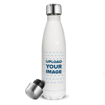 Upload your logo, Metal mug thermos White (Stainless steel), double wall, 500ml
