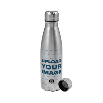 Upload your logo, Metallic water bottle, stainless steel, 750ml