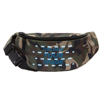 Upload your logo, Unisex waist bag (banana) in Jungle camouflage color with 2 pockets