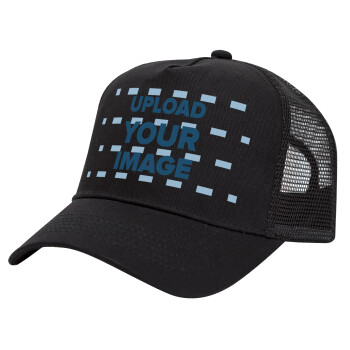 Upload your logo, Trucker Hat with Mesh, Black, (COTTON, KIDS, UNISEX, ONE SIZE)