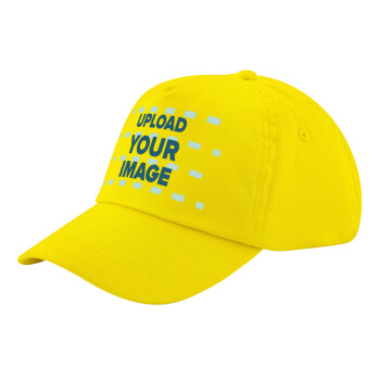 Upload your logo, Child's Baseball Cap, 100% Cotton Twill, Yellow (COTTON, CHILD, UNISEX, ONE SIZE)