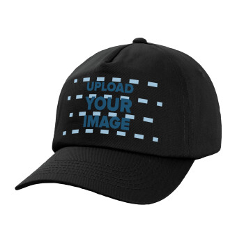 Upload your logo, Adult Baseball Cap, 100% Cotton, Black (COTTON, ADULT, UNISEX, ONE SIZE)